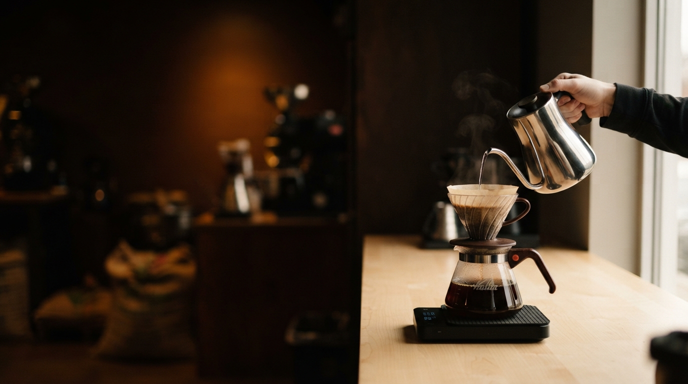 Preparo de café especial no coador